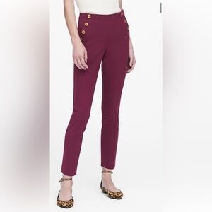 Banana Republic Maroon Sloan Gold Button Pants